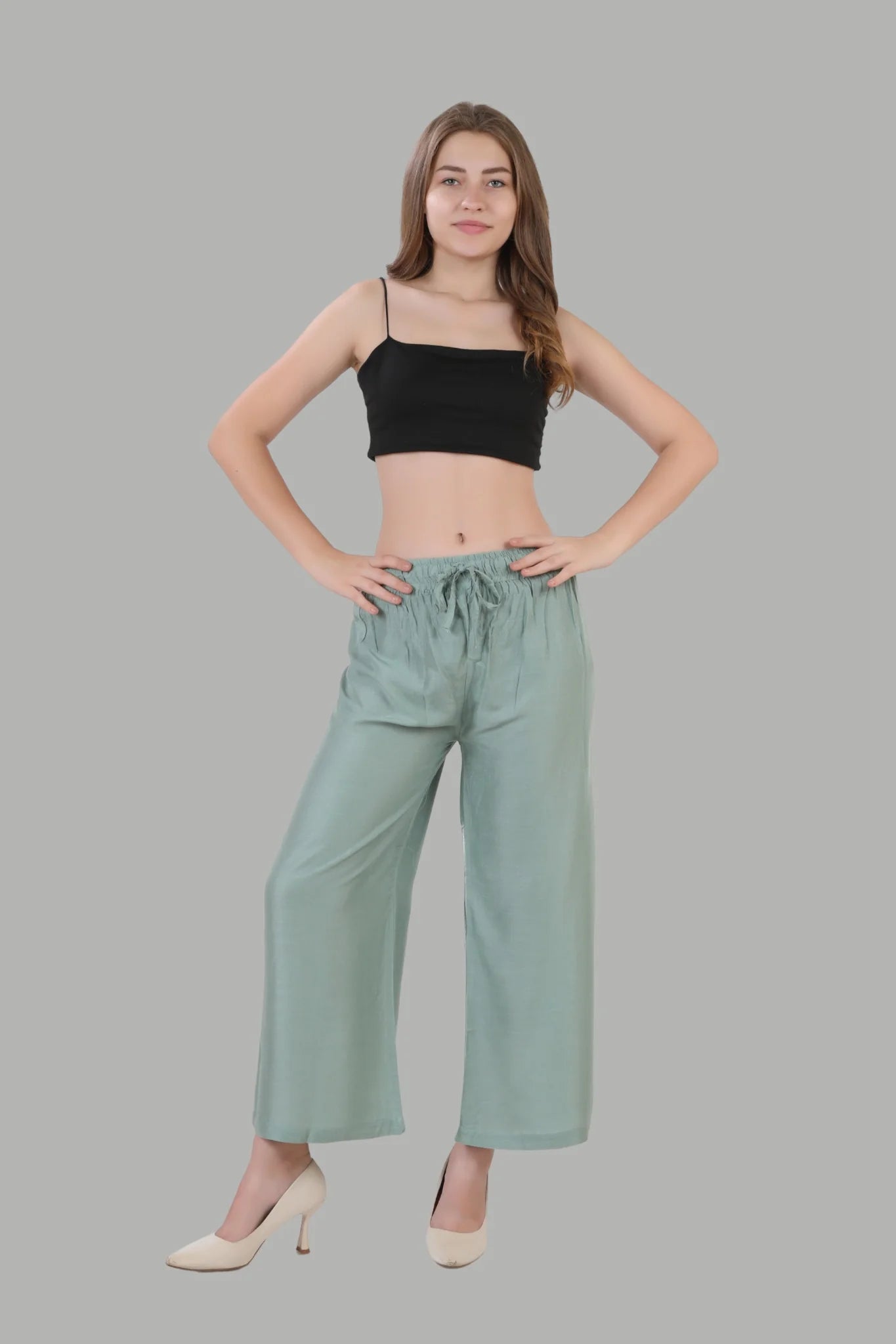 AIKAA light green palazzo pants for women