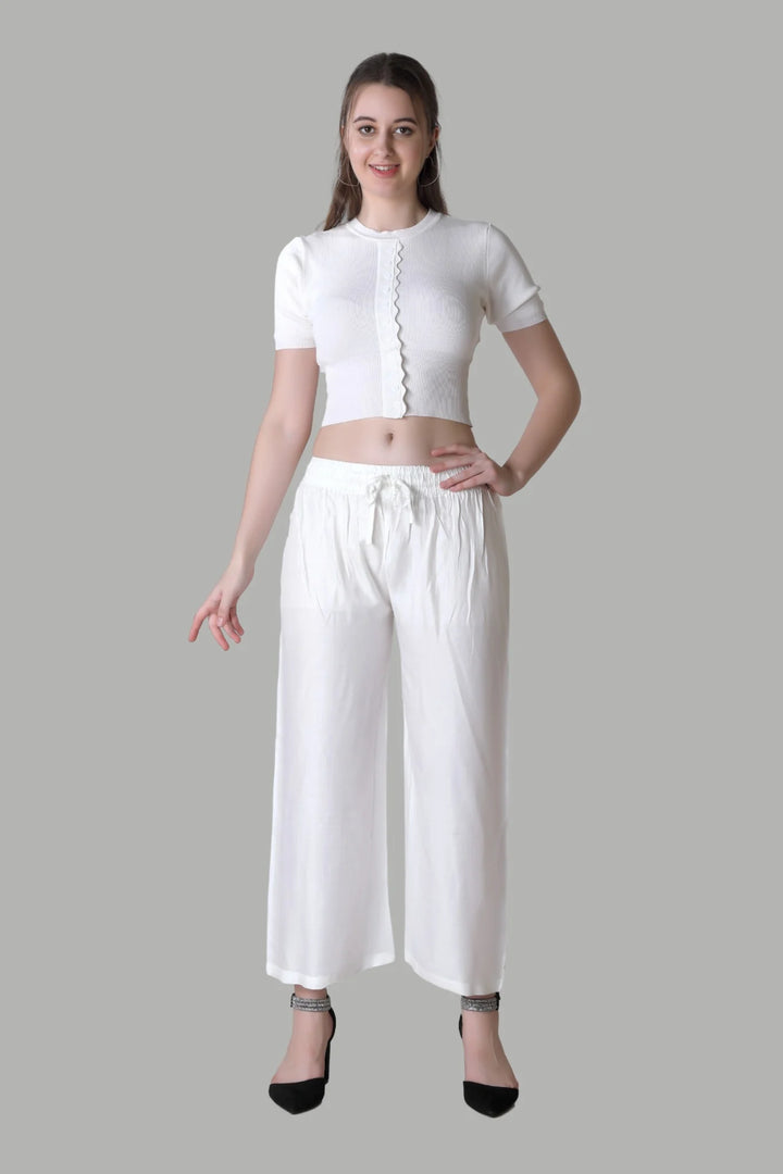 AIKAA white palazzo pants for women
