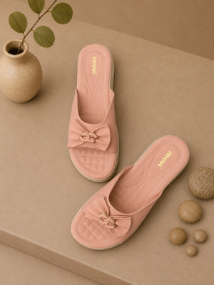 Comfortable women’s peach slipon slides by AIKAA