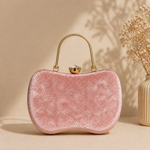 Designer pink pearl and stone work party clutch