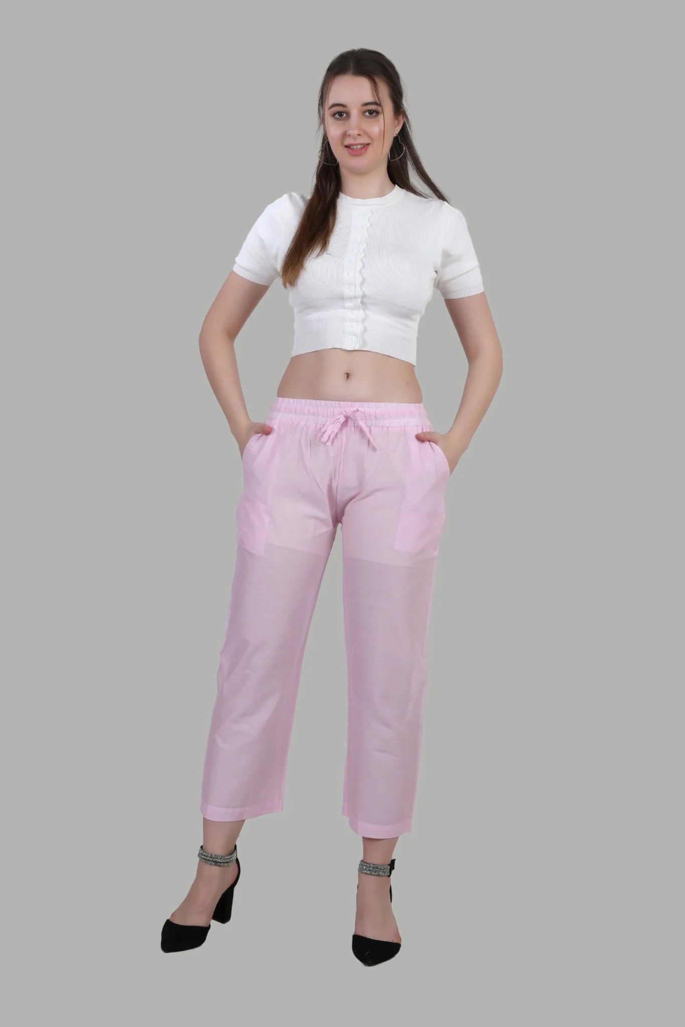 Comfortable women’s pink casual pants by AIKAA