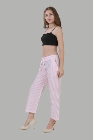 Comfortable women’s pink striped casual pants