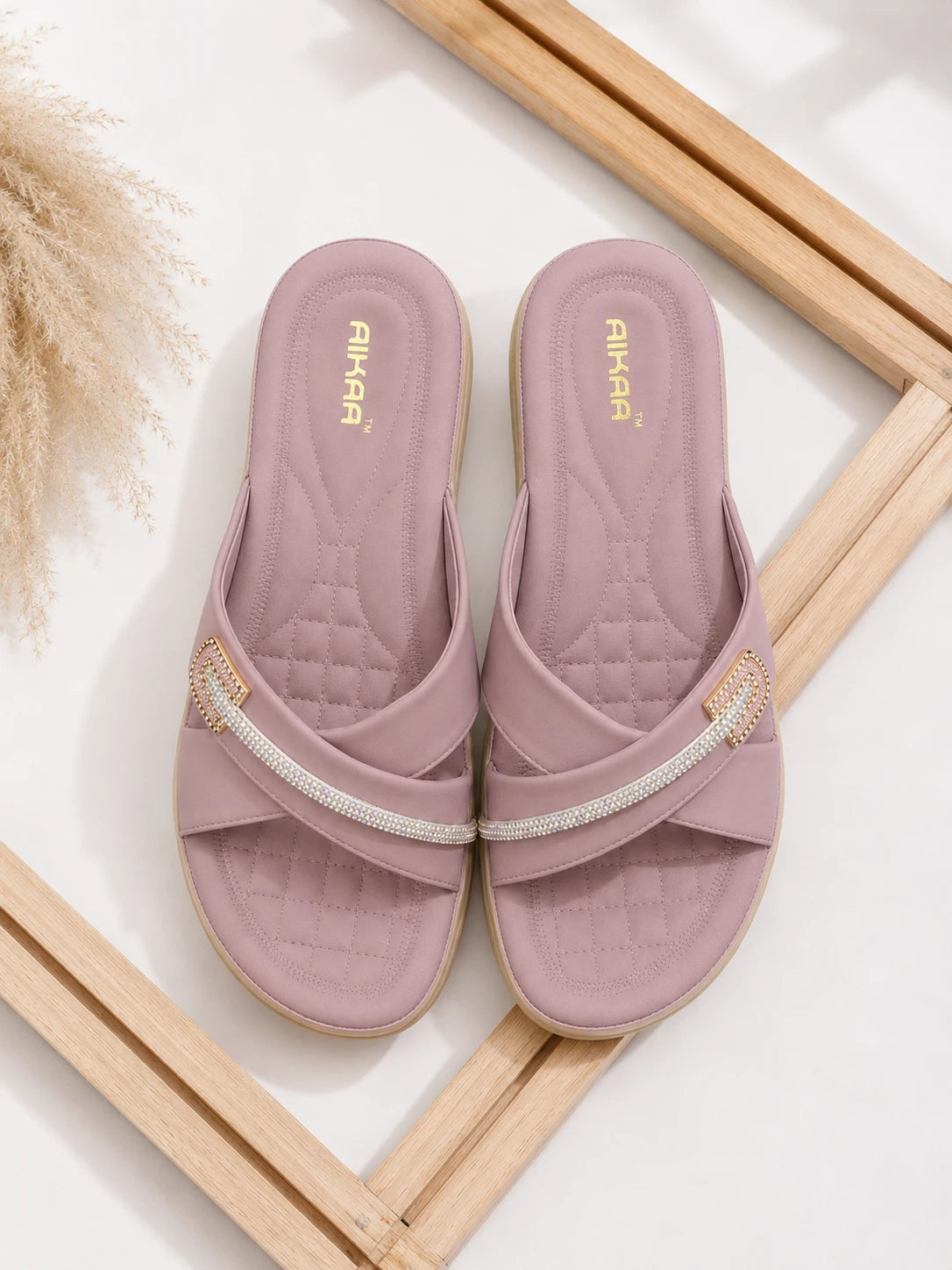 Comfortable women’s pink wedges by AIKAA
