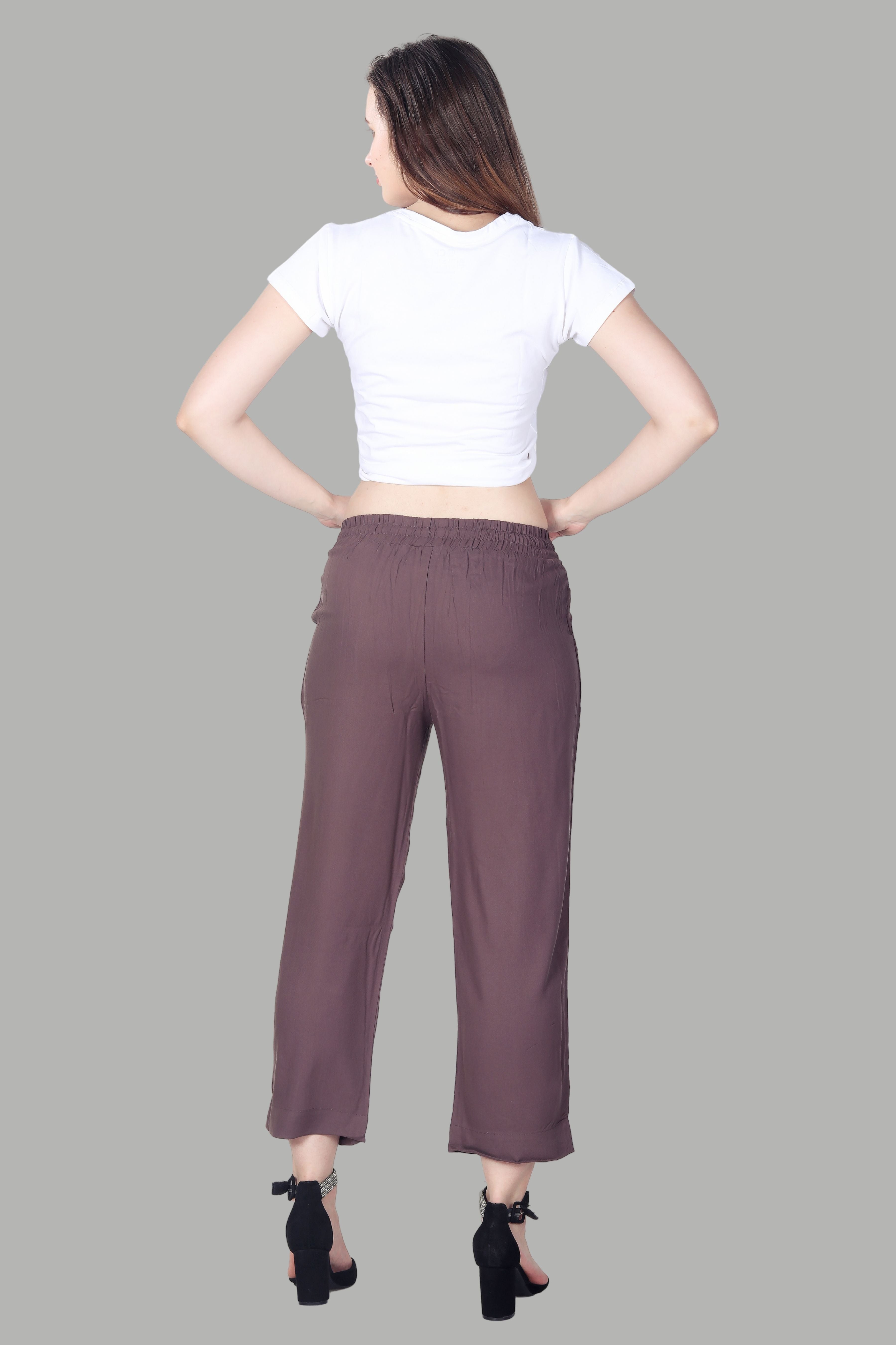 Elegant purple casual straight pants for daily wear