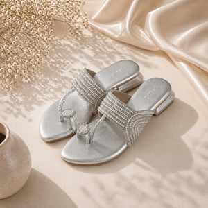 Comfortable women’s silver flats by AIKAA
