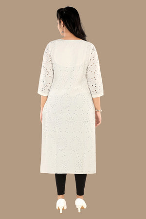 Elegant white casual kurti for daily and festive wear