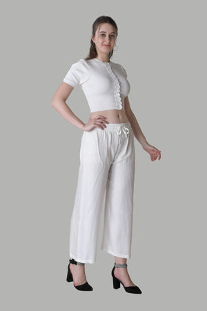 Comfortable women’s white palazzo by AIKAA