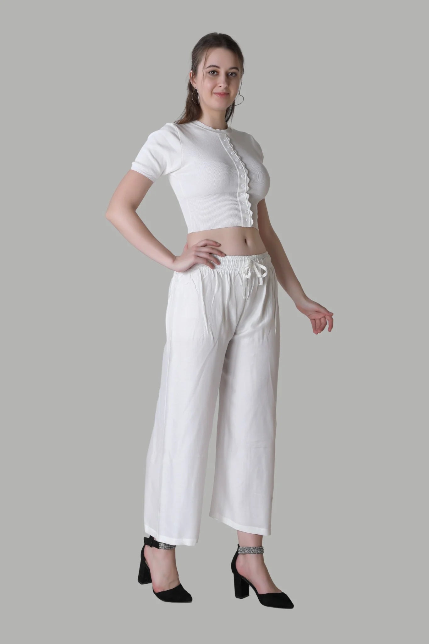 Comfortable women’s white palazzo by AIKAA