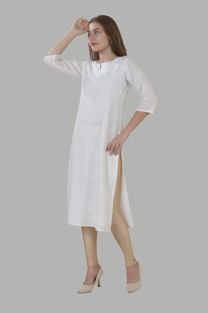 Elegant women’s white embroidered ethnic kurti