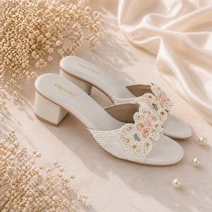 Comfortable women’s white ethnic slipon footwear