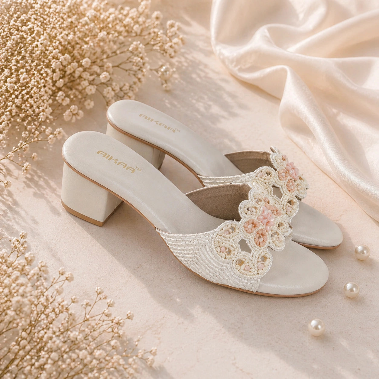 Comfortable women’s white ethnic slipon footwear