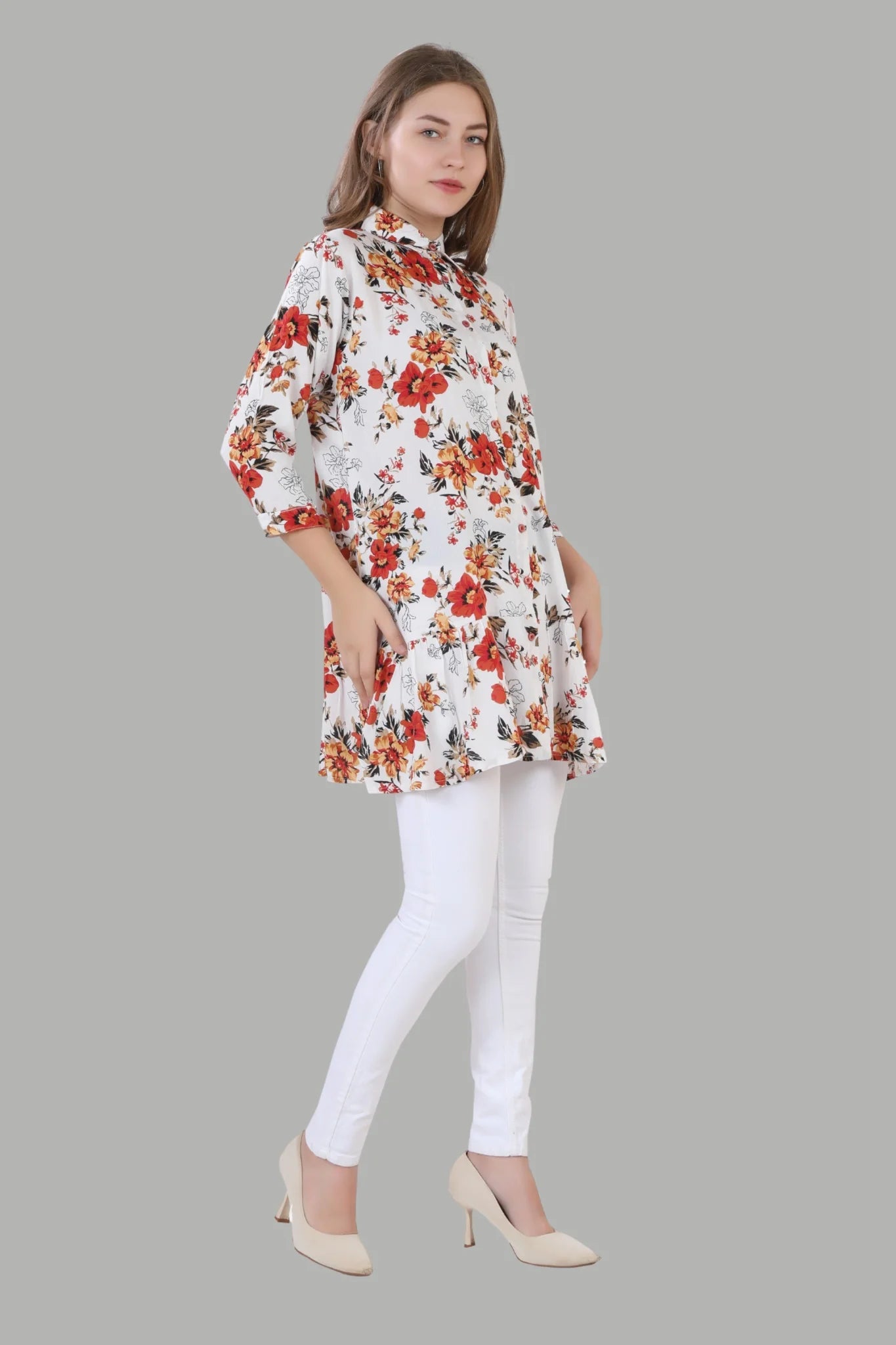 Elegant women’s floral midi dress by AIKAA