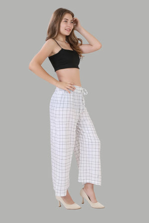 AIKAA white palazzo with black lines for women