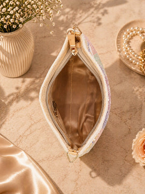Elegant women’s white party sling clutch by AIKAA