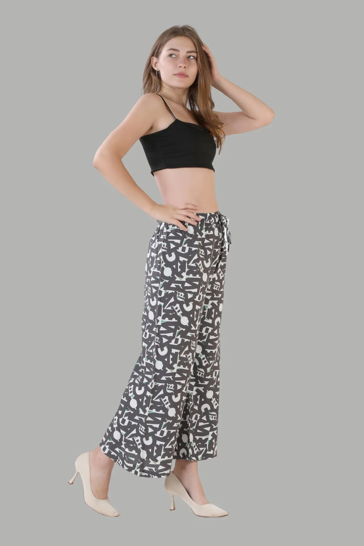 AIKAA white patterned design palazzo for women