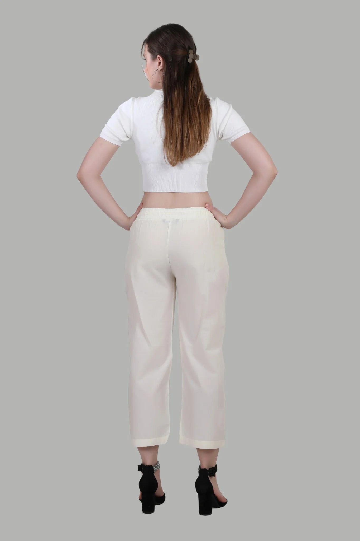 Comfortable women’s white casual pants by AIKAA