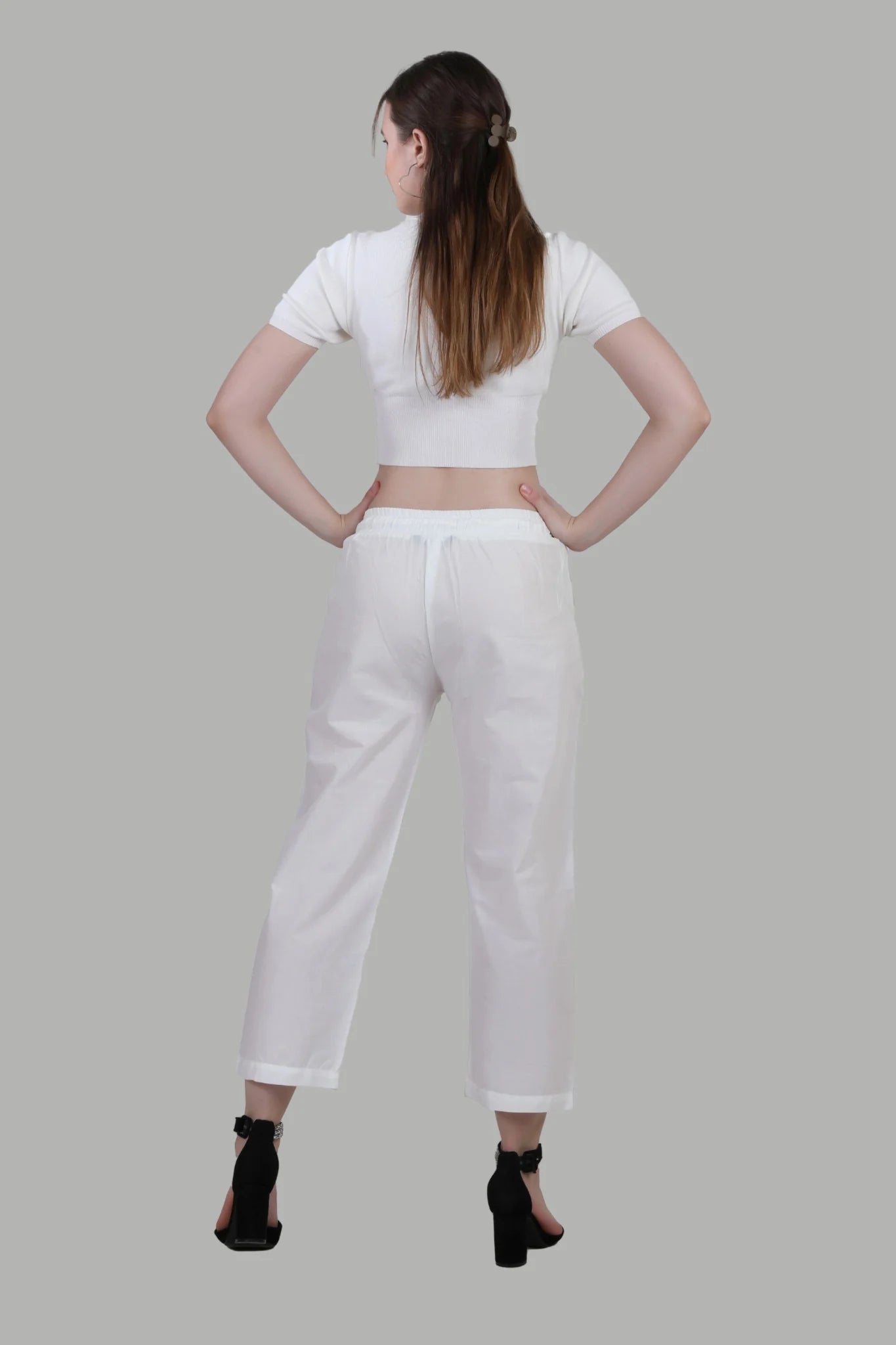 Comfortable women’s white casual pants by AIKAA
