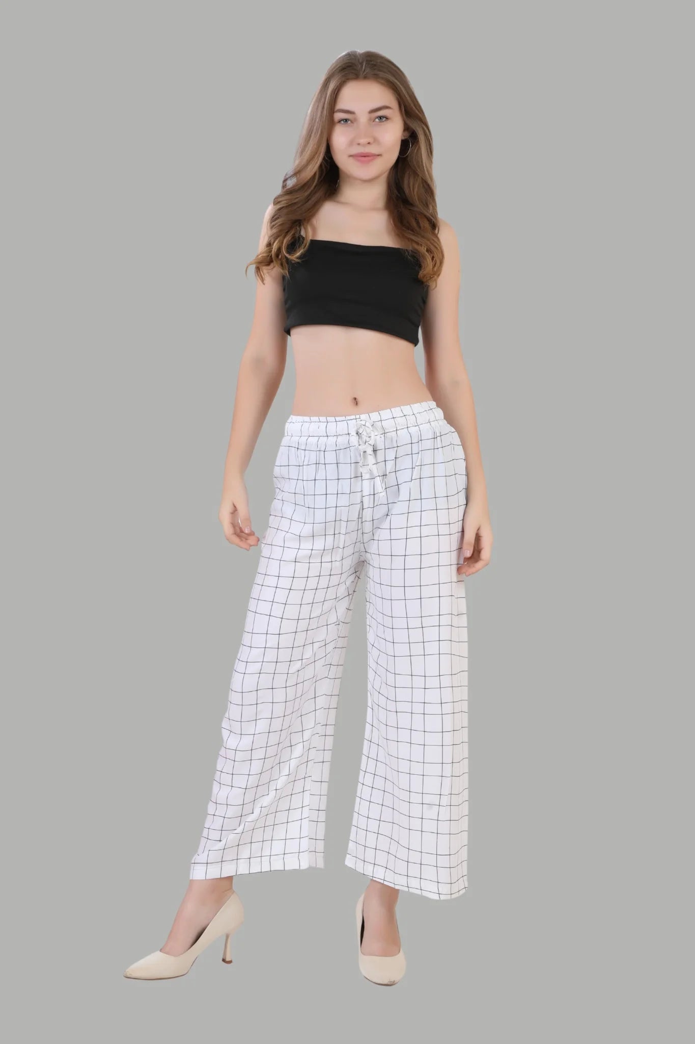 Comfortable women’s striped palazzo trousers by AIKAA