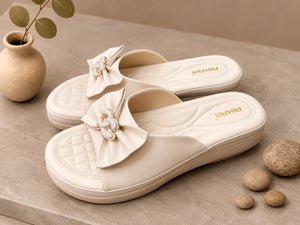Stylish beige comfy slides for women