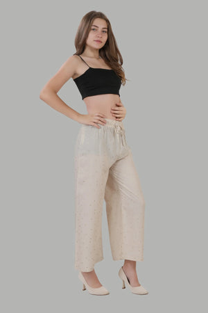 Stylish beige wide leg palazzo trousers for women