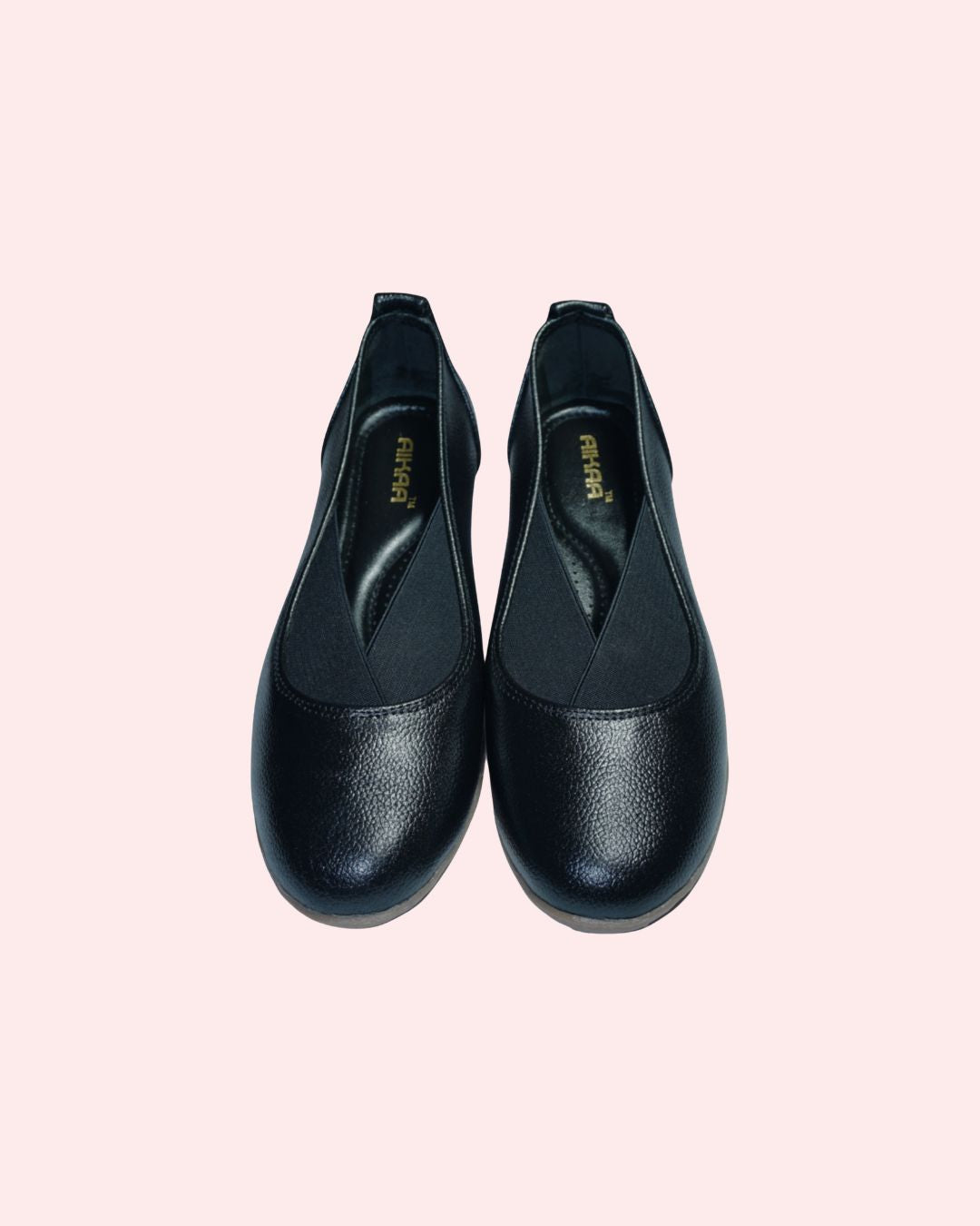 Stylish black casual leather loafers for women