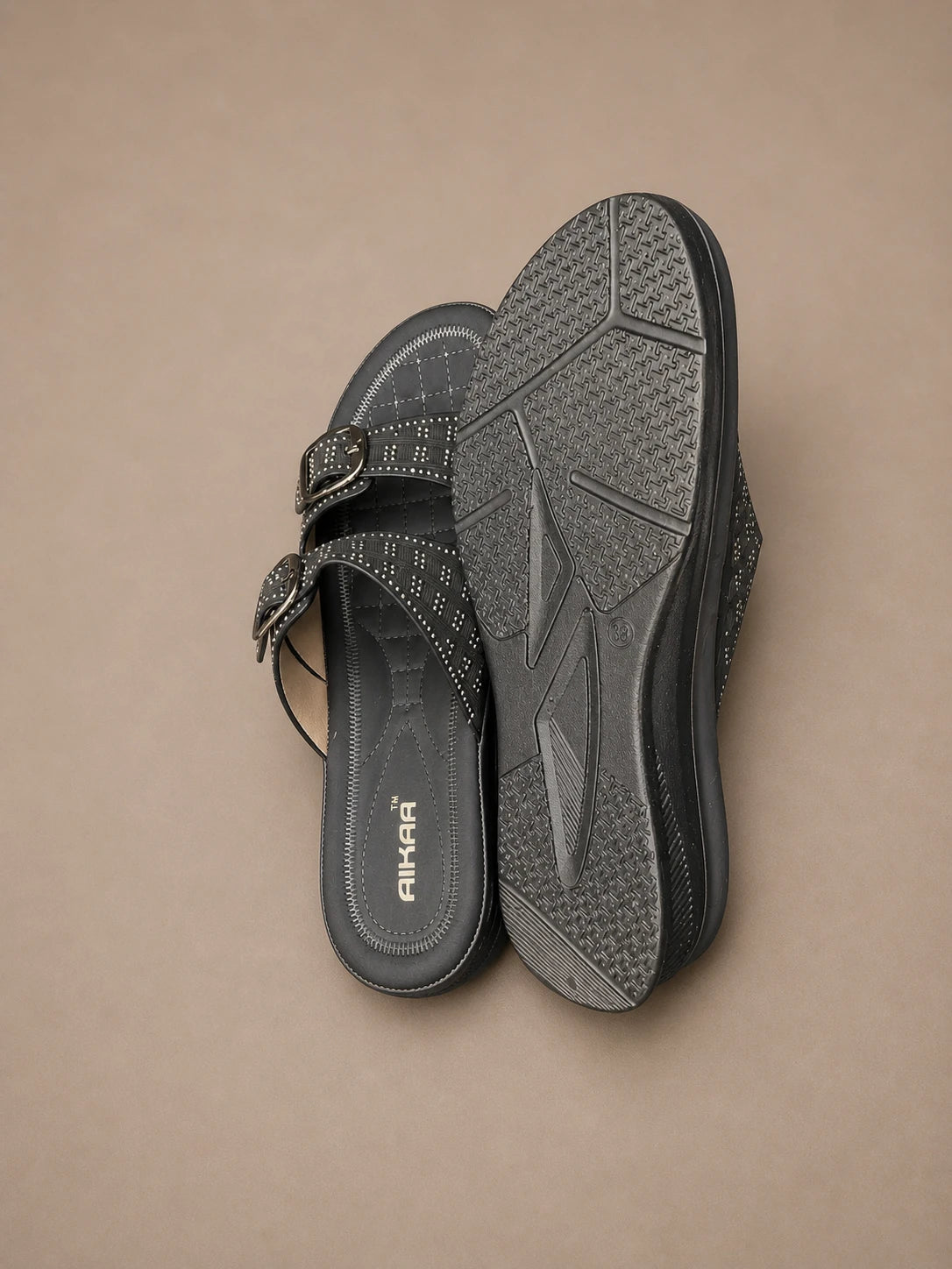 Stylish black classic glow slipon sandals
