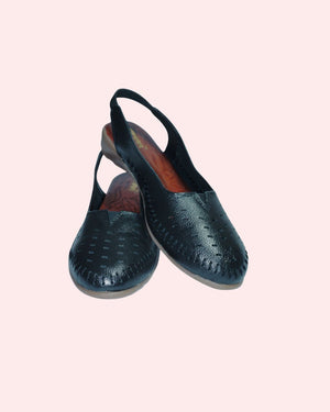 Stylish black leather slingback flats for women