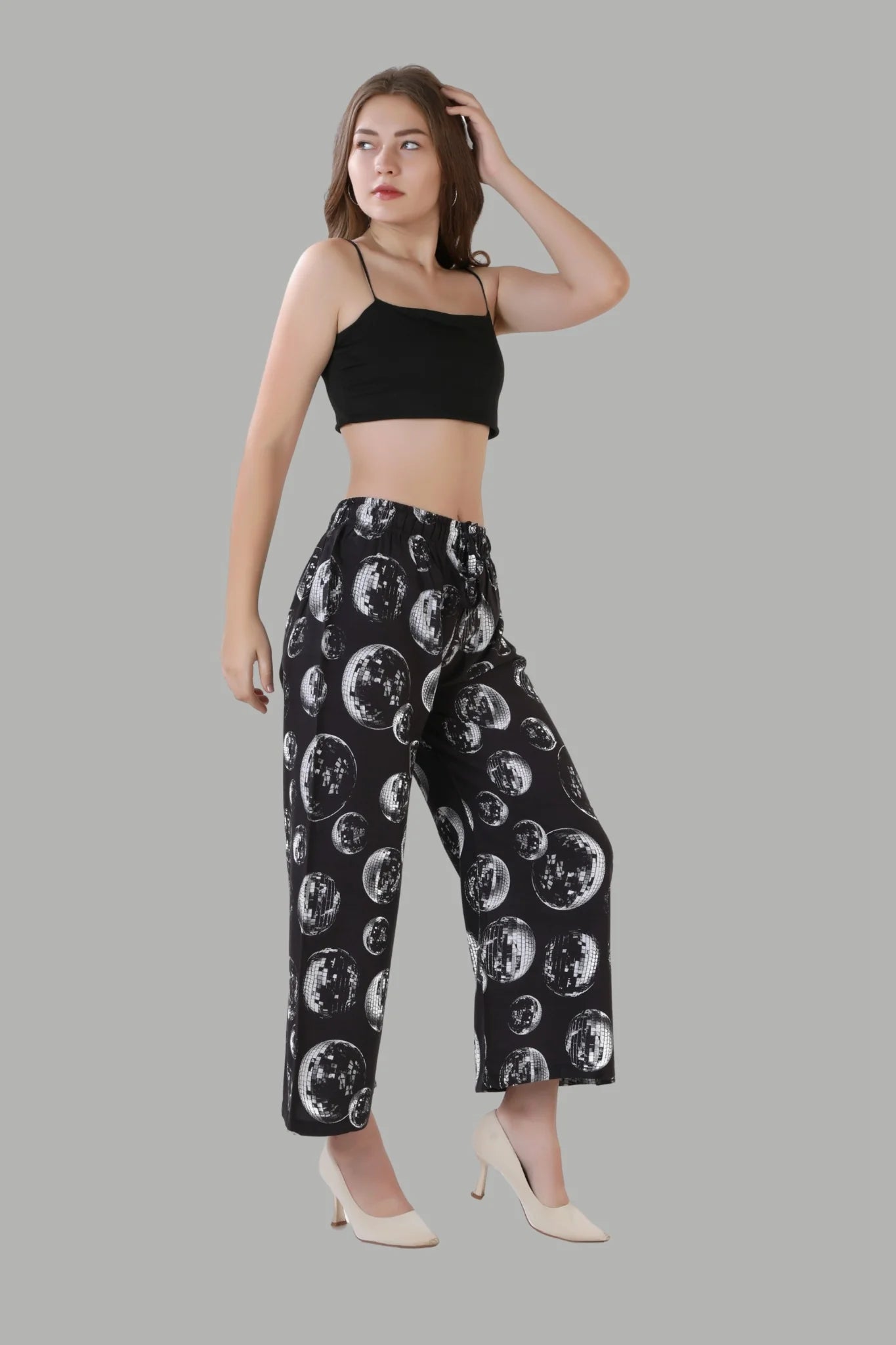 Stylish black printed palazzo with moon pattern