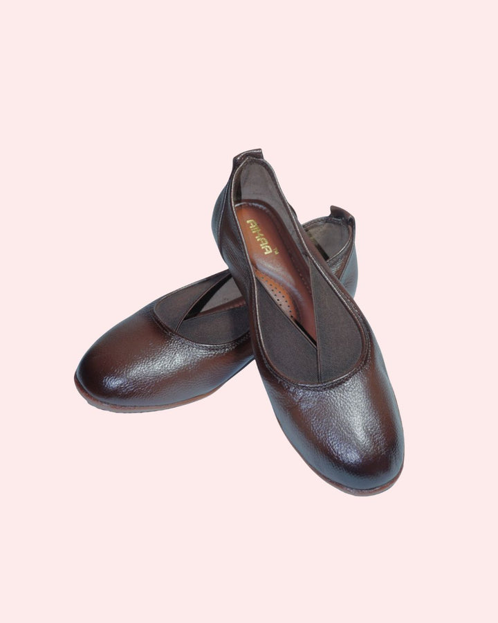 Stylish brown casual leather loafers for women
