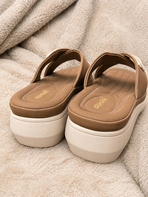 Stylish brown crystal wedge sandals for women