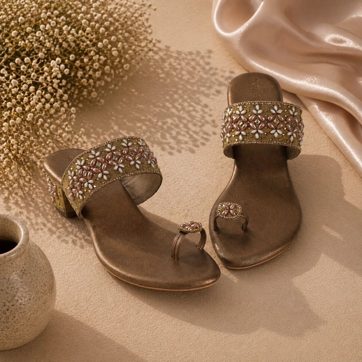 Stylish brown embellished sandals for women
