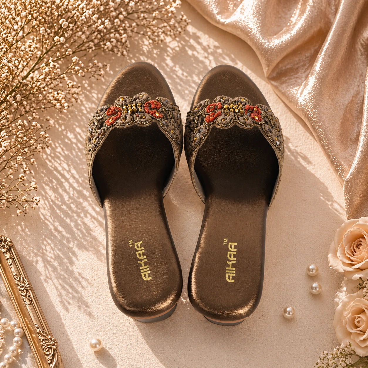 Stylish brown ethnic sandals for women