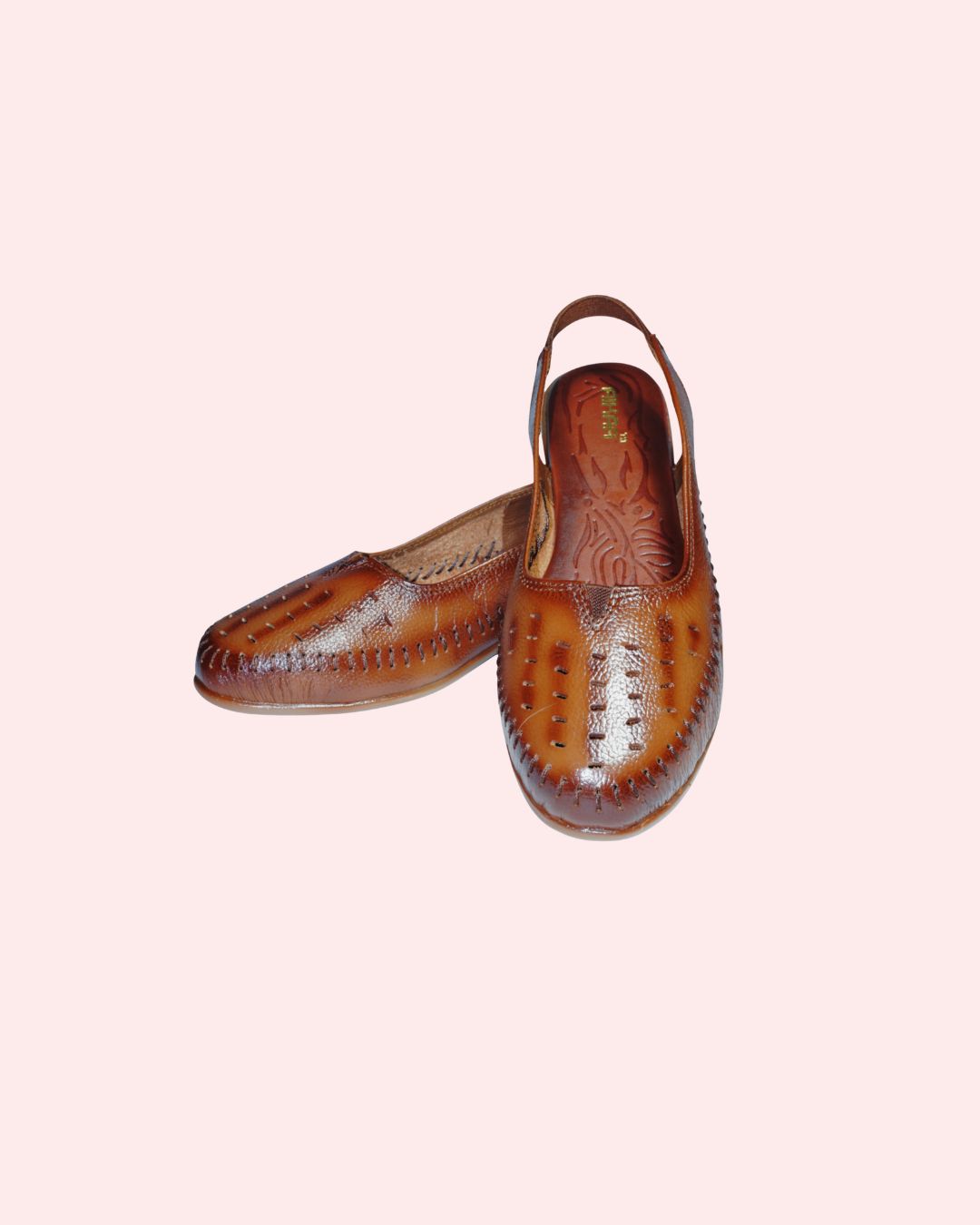 Stylish brown leather slingback flats for women