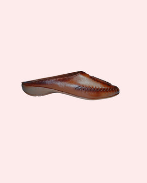 Stylish brown leather slipon flats for women