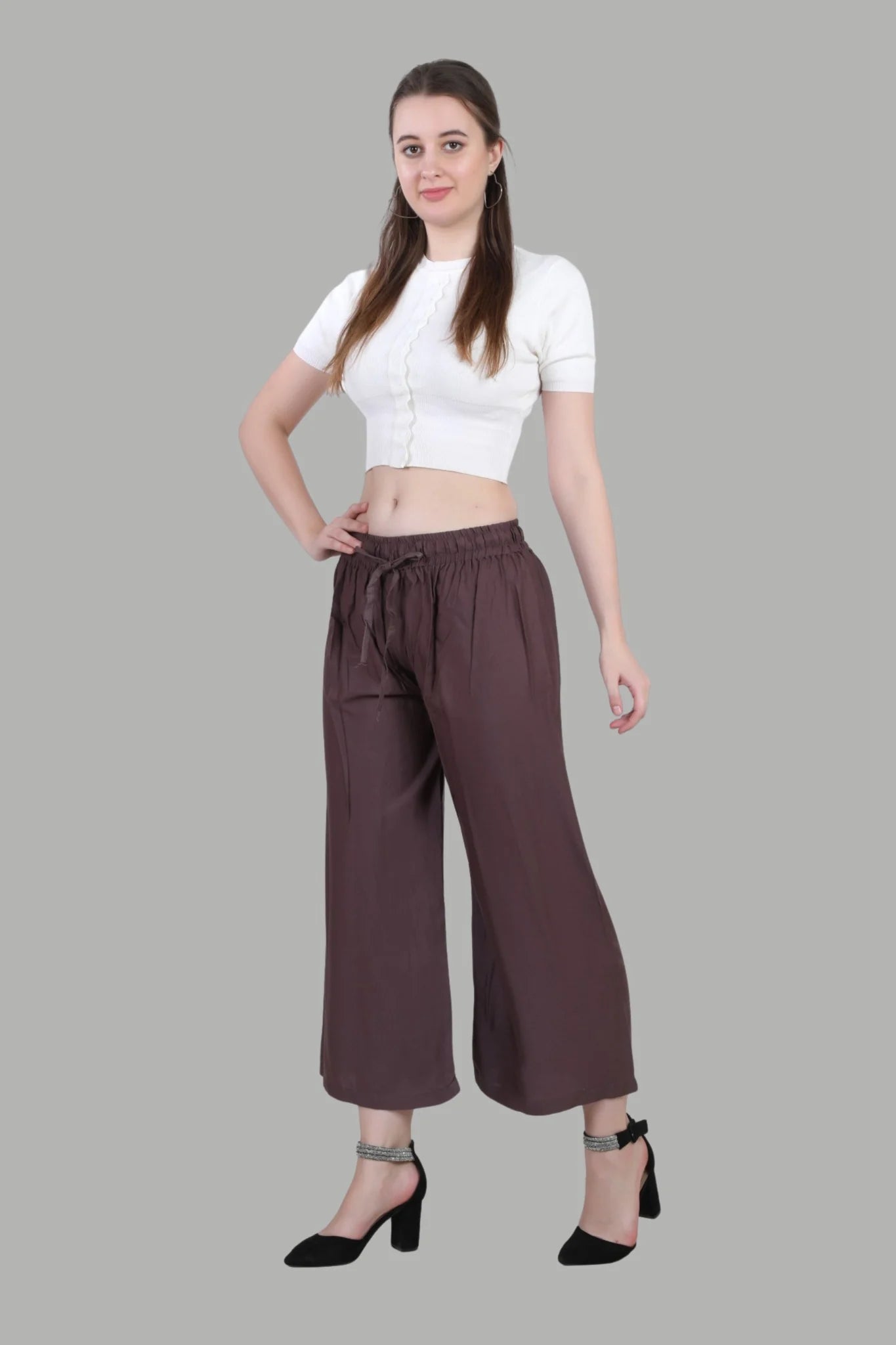 Stylish brown palazzo trousers for women