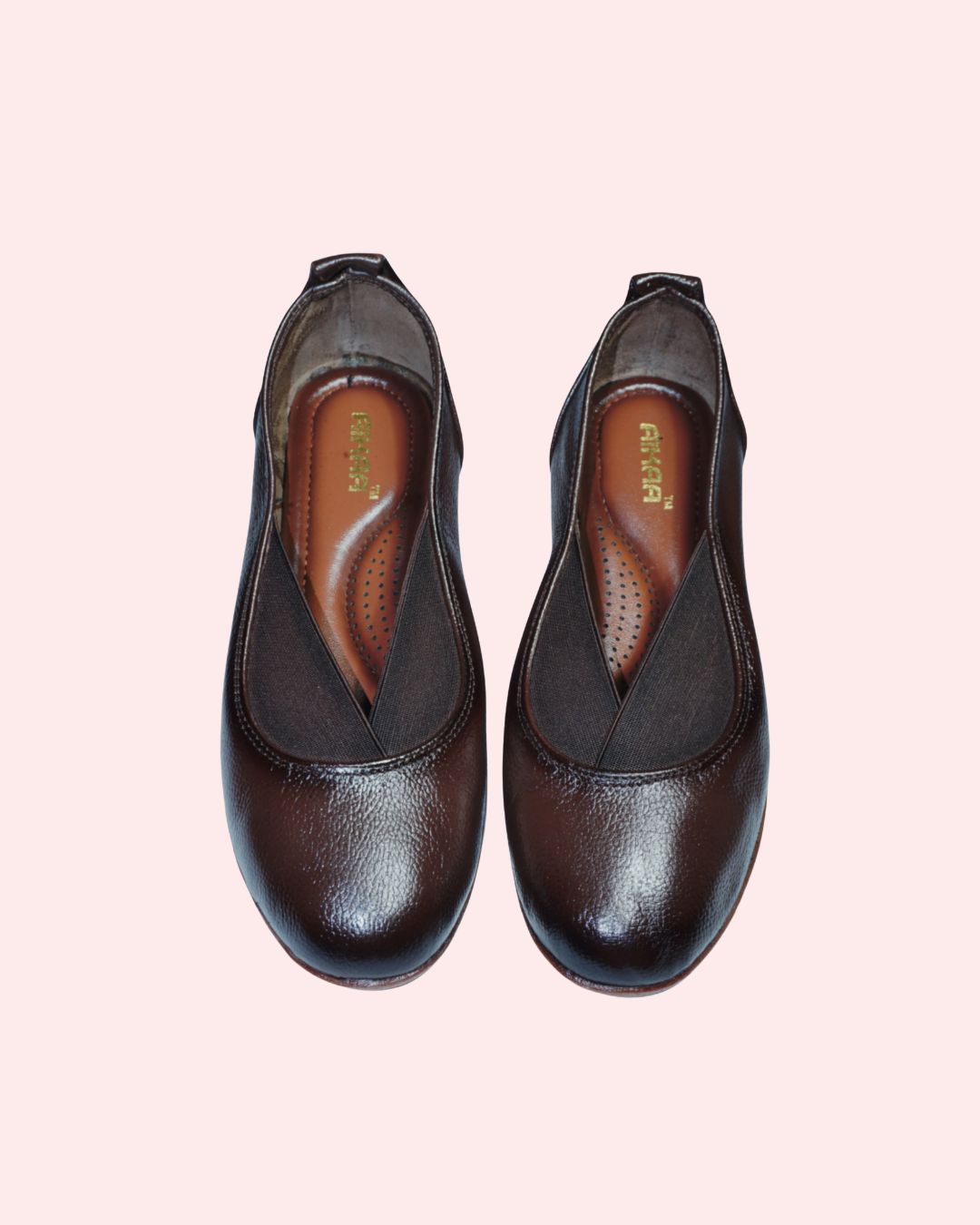 Casual leather loafers in brown for women
