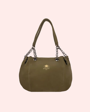 Green chain handle tote purse for women