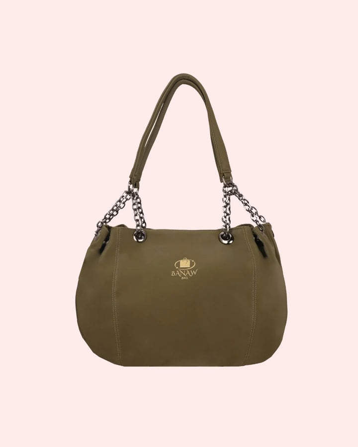 Green chain handle tote purse for women