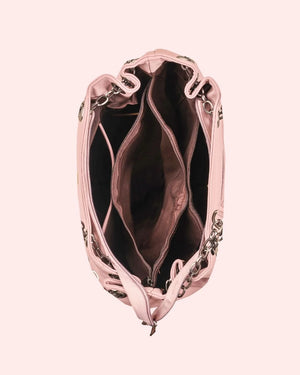 Pink chain handle tote purse for women