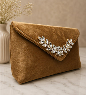Luxury crystal velvet clutch bag for party wear