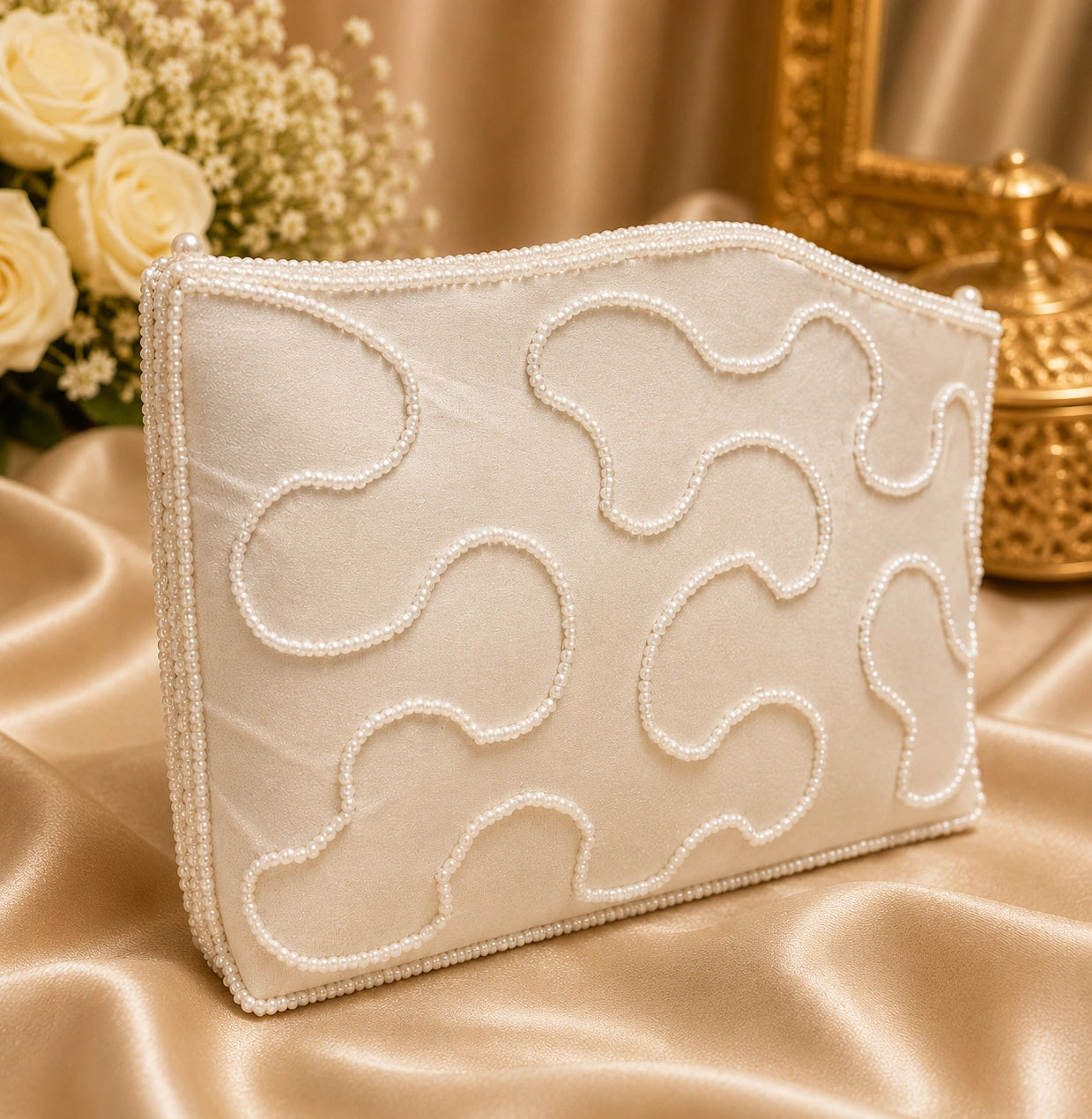 Designer diamond pearl purse for weddings and parties