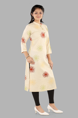 Stylish motif print ethnic kurti for women