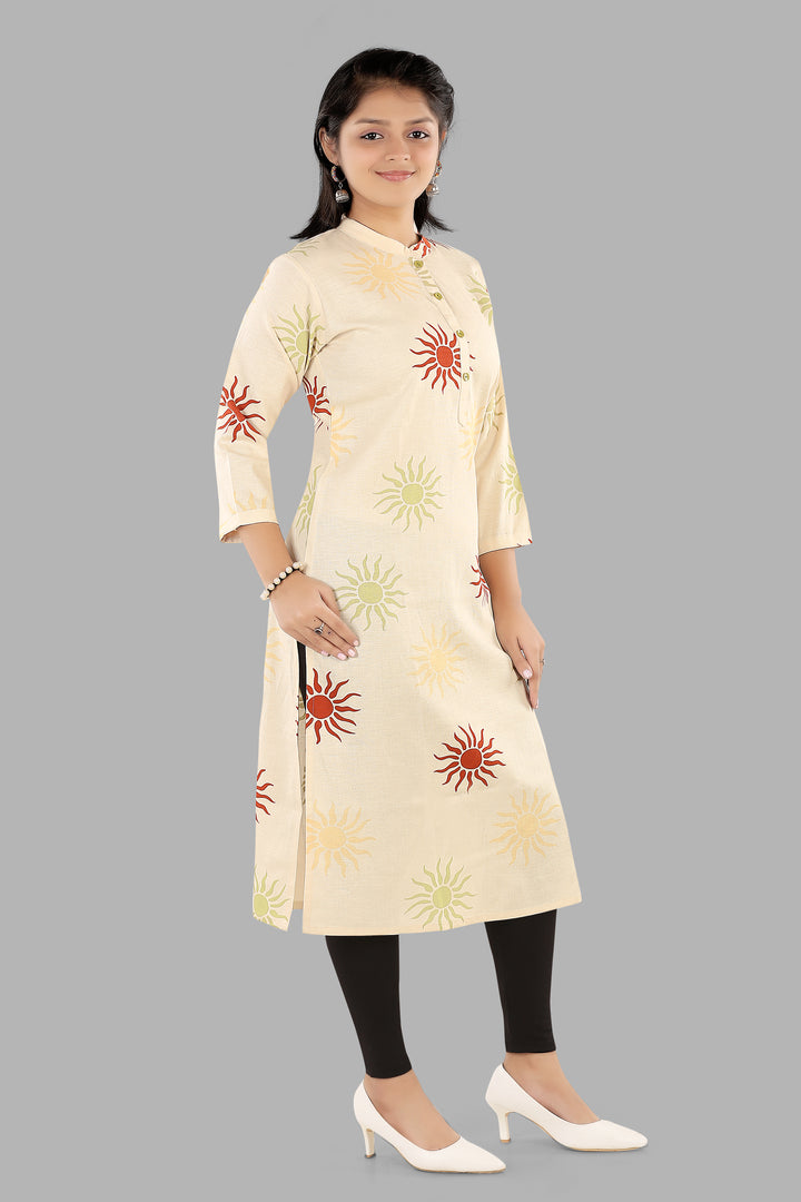 Stylish motif print ethnic kurti for women