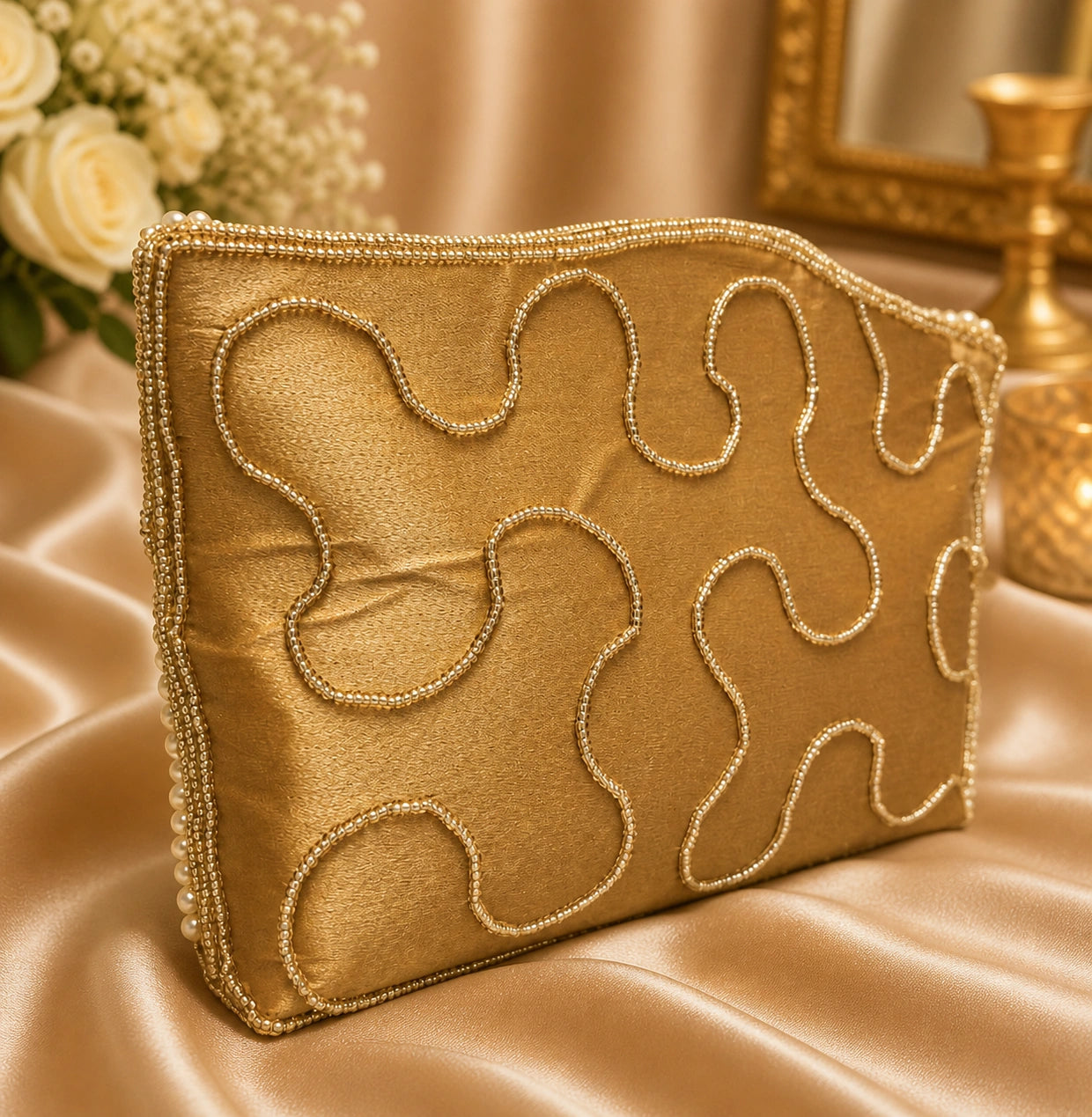 Luxury diamond pearl clutch bag for party wear