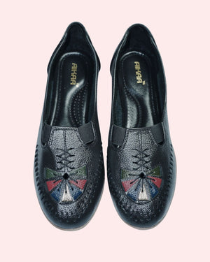 FlexiSoft leather loafers in black for women