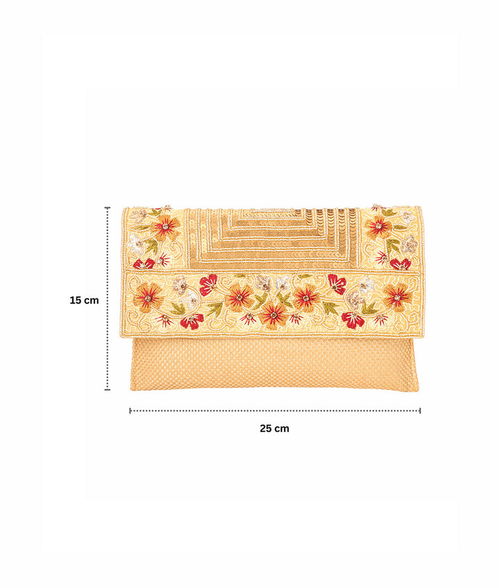 Floral Embroidery Envelope Clutch