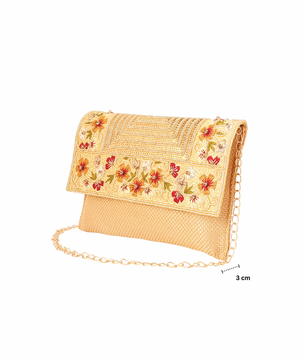 Floral Embroidery Envelope Clutch