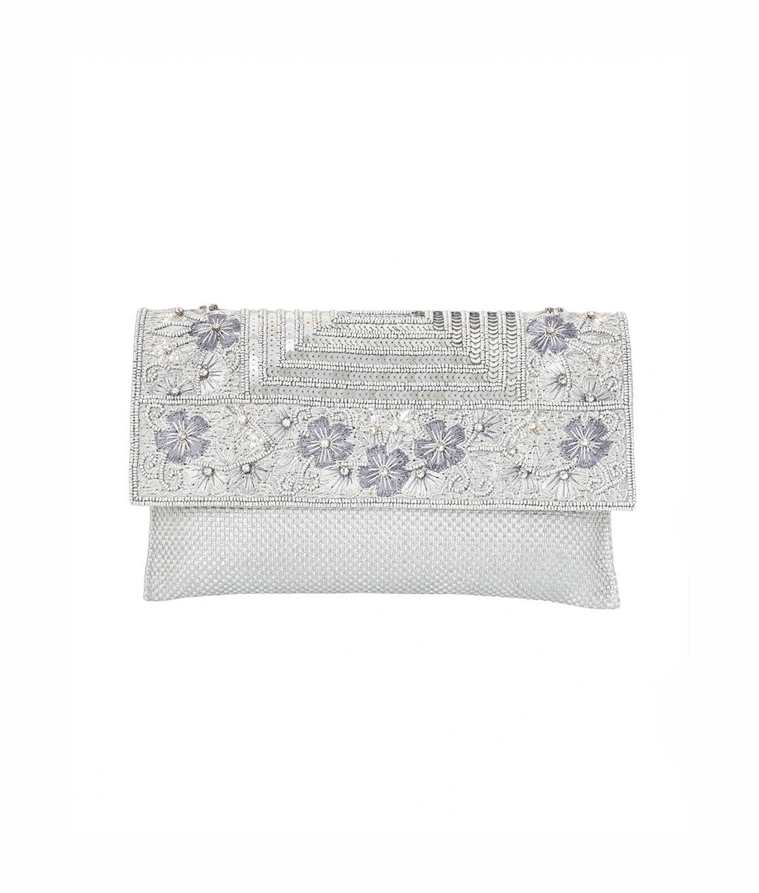 Floral Embroidery Envelope Clutch
