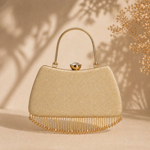 Luxury gold velvet clutch bag for women