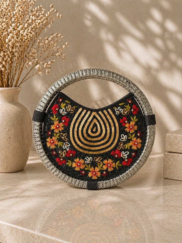 Luxe handcrafted round clutch for women